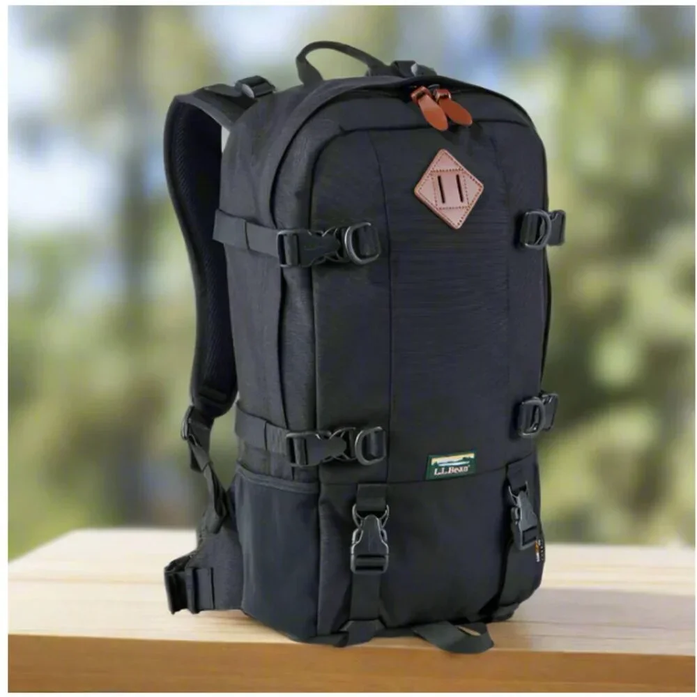 L.L.Bean Bigelow Cordura Backpack Black Nylon Day Hiking Mountain H2O